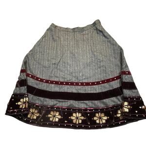 Vintage Context Wool Blend Boho Velvet Skirt Sequin Floral Striped Midi Women 10